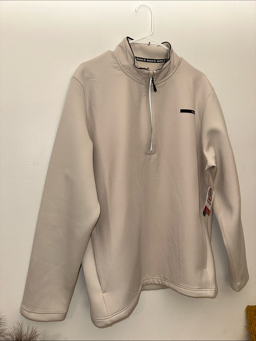 Reebok Men’s Cream Half-Zip Pullover with Black Accent